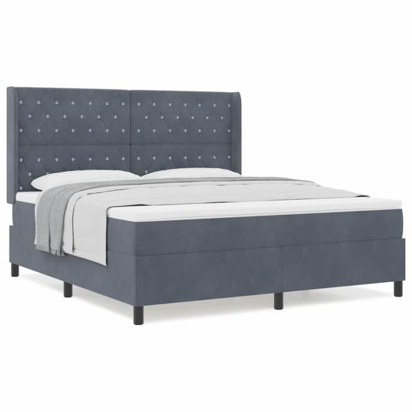 Boxspringbett mit Matratze Dunkelgrau 180x200 cm Samt