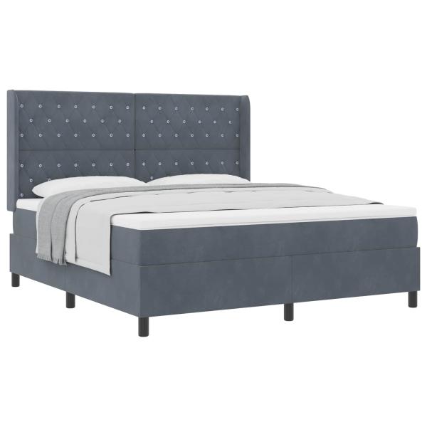 Boxspringbett mit Matratze Dunkelgrau 180x200 cm Samt