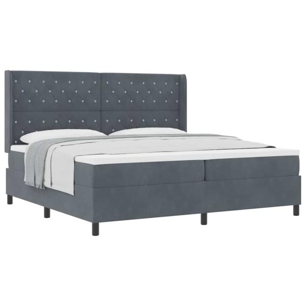 Boxspringbett mit Matratze Dunkelgrau 200x200 cm Samt