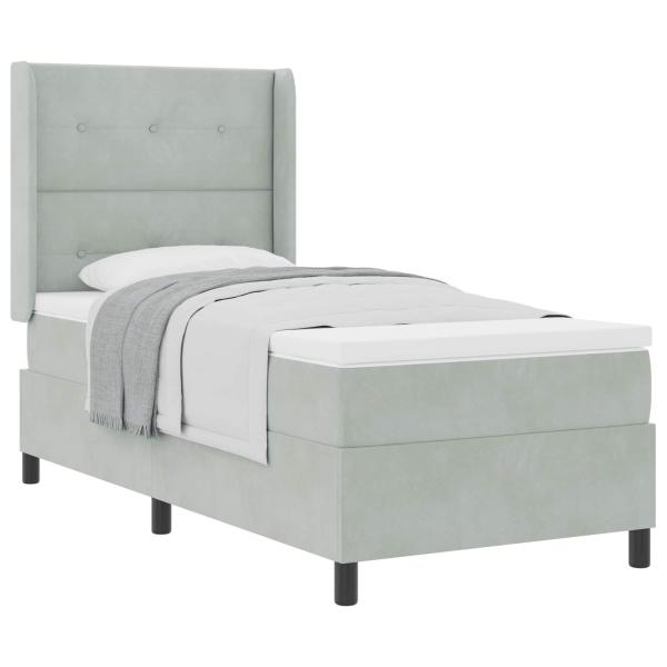 Boxspringbett mit Matratze Hellgrau 80x200 cm Samt