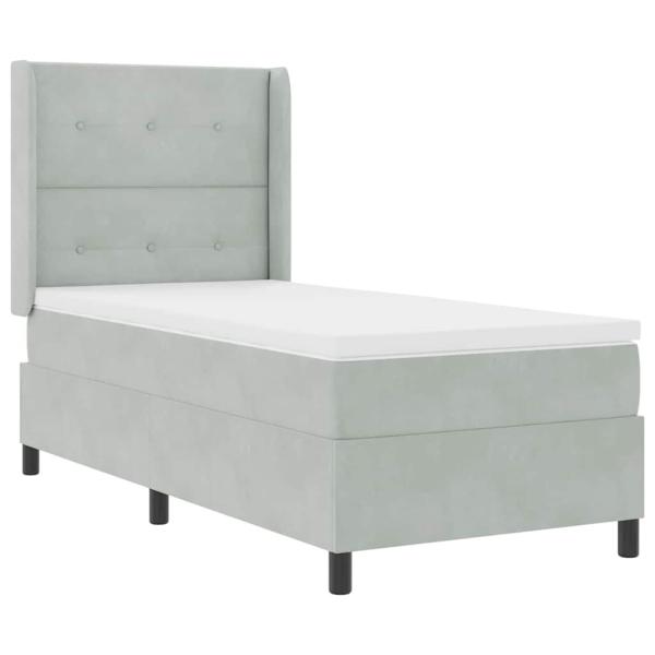 Boxspringbett mit Matratze Hellgrau 90x190 cm Samt