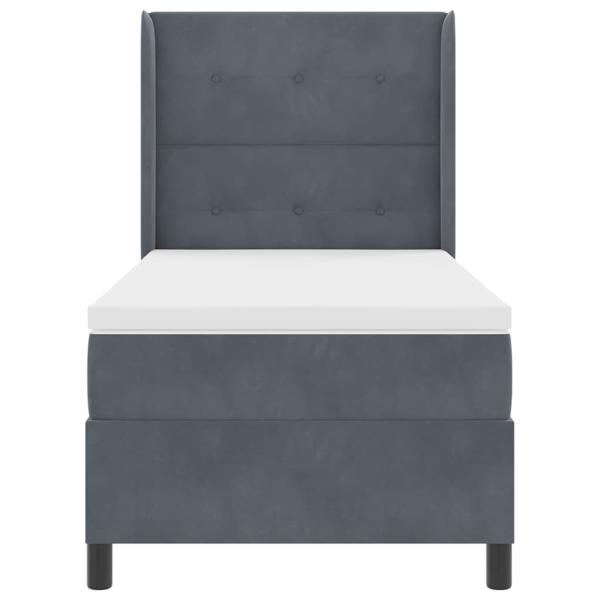 Boxspringbett mit Matratze Dunkelgrau 90x190 cm Samt