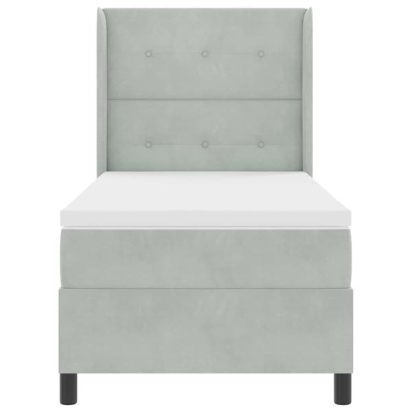 Boxspringbett mit Matratze Hellgrau 90x200 cm Samt