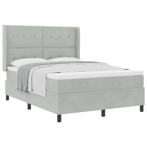 Boxspringbett mit Matratze Hellgrau 140x200 cm Samt