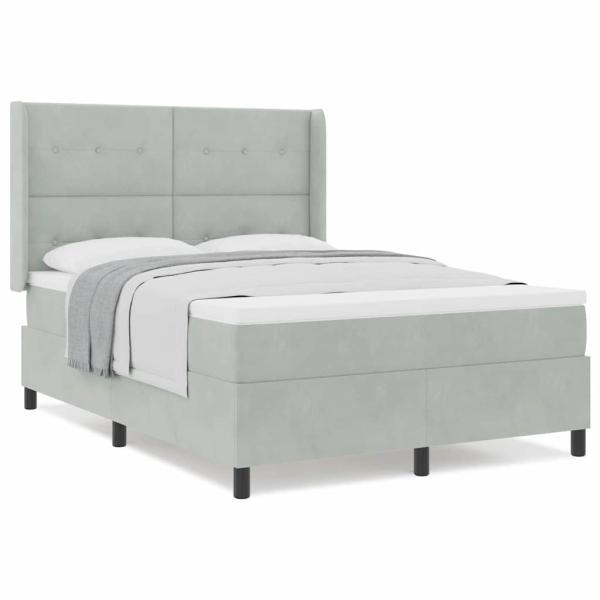 Boxspringbett mit Matratze Hellgrau 140x200 cm Samt
