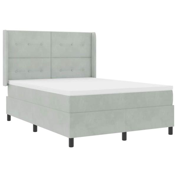 Boxspringbett mit Matratze Hellgrau 160x200 cm Samt