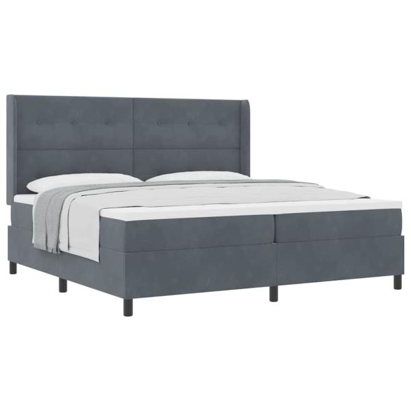 Boxspringbett mit Matratze Dunkelgrau 200x200 cm Samt