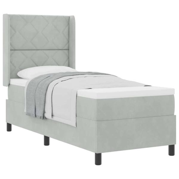 Boxspringbett mit Matratze Hellgrau 80x200 cm Samt