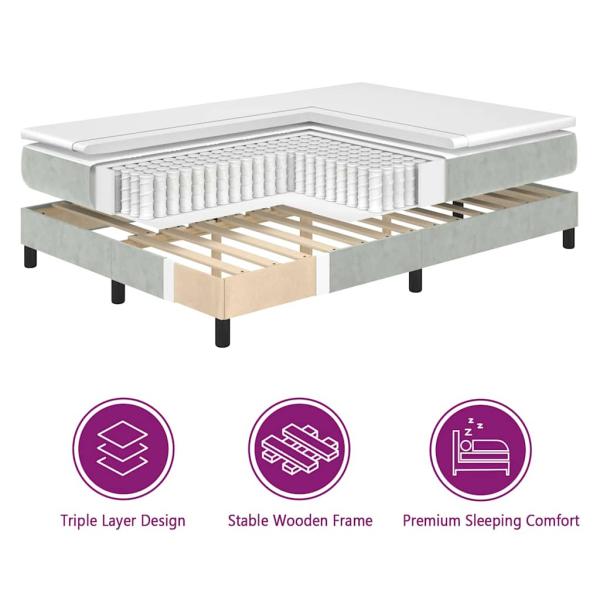 Boxspringbett mit Matratze Hellgrau 90x190 cm Samt