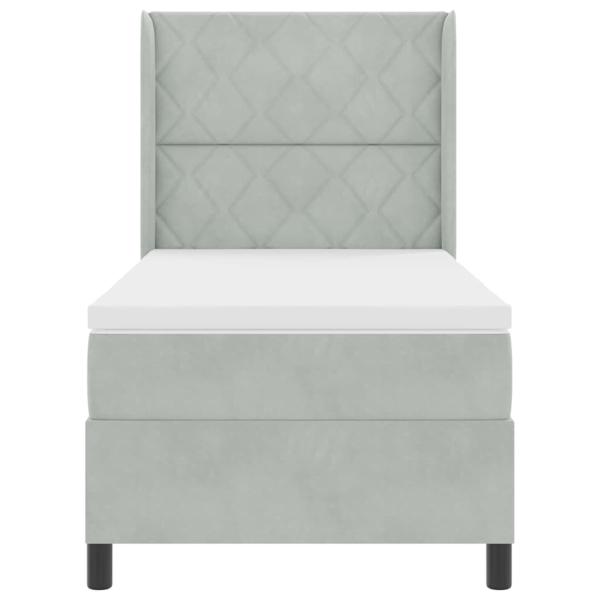 Boxspringbett mit Matratze Hellgrau 90x200 cm Samt