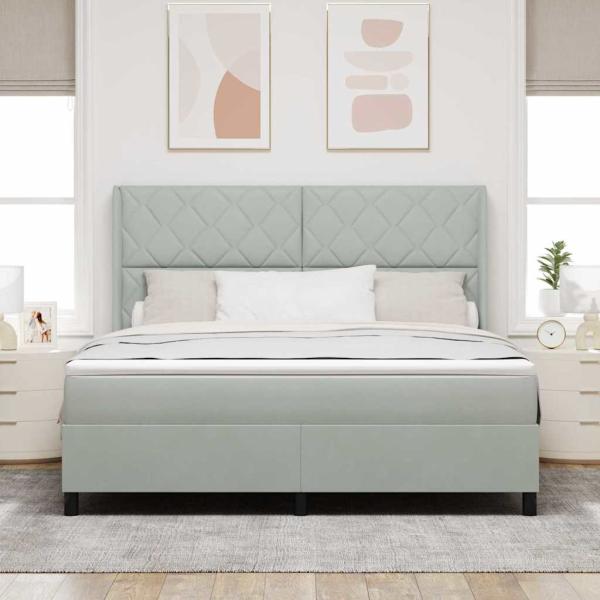 Boxspringbett mit Matratze Hellgrau 180x200 cm Samt
