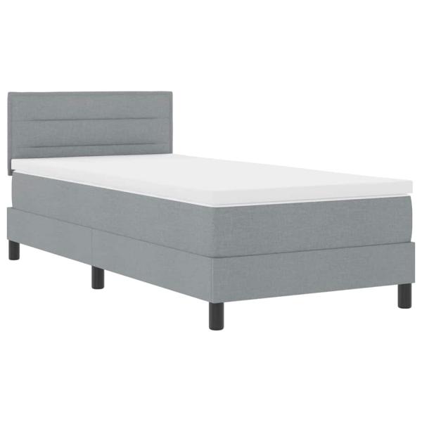 ARDEBO.de - LED Boxspringbett mit Matratze Hellgrau 80x200 cm Stoff