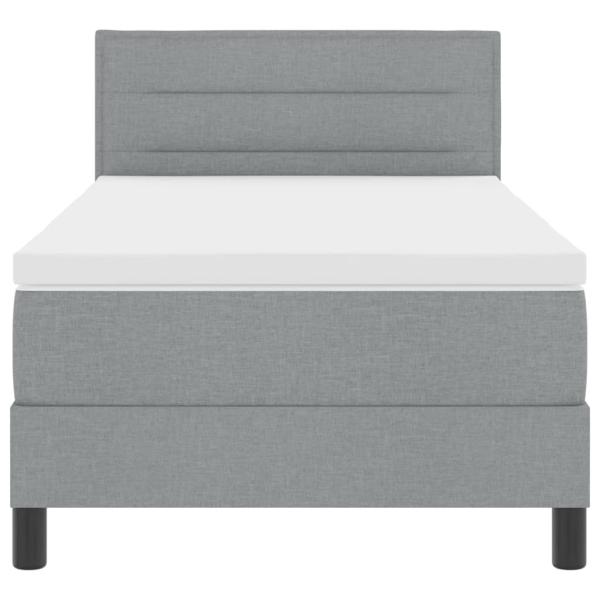 LED Boxspringbett mit Matratze Hellgrau 80x200 cm Stoff