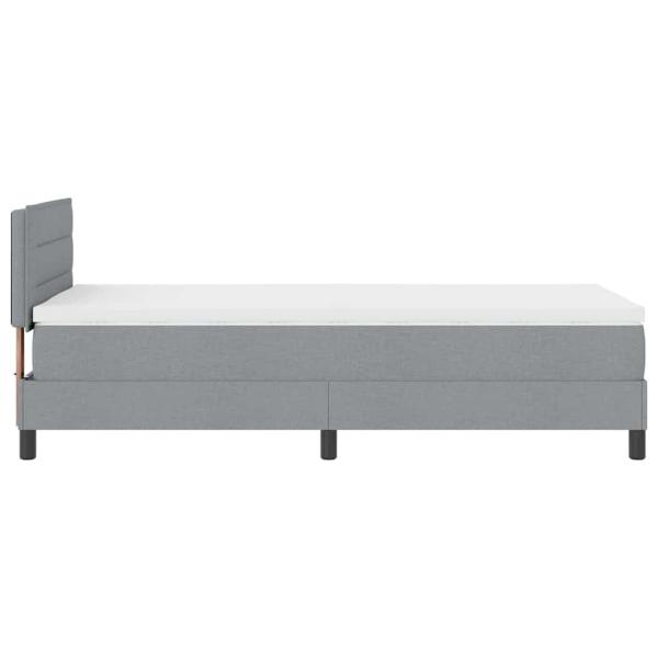 LED Boxspringbett mit Matratze Hellgrau 80x200 cm Stoff