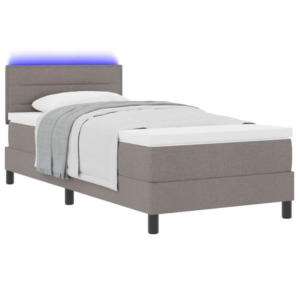 LED Boxspringbett mit Matratze Taupe 80x200 cm Stoff