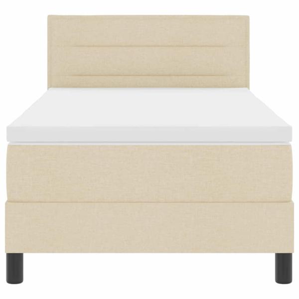 LED Boxspringbett mit Matratze Creme 90x200 cm Stoff