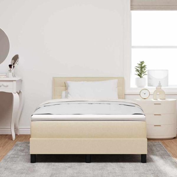 LED Boxspringbett mit Matratze Creme 120x190 cm Stoff