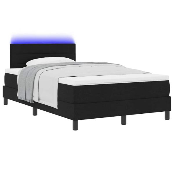 LED Boxspringbett mit Matratze Schwarz 120x200 cm Stoff