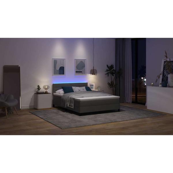 LED Boxspringbett mit Matratze Dunkelgrau 140x200 cm Stoff
