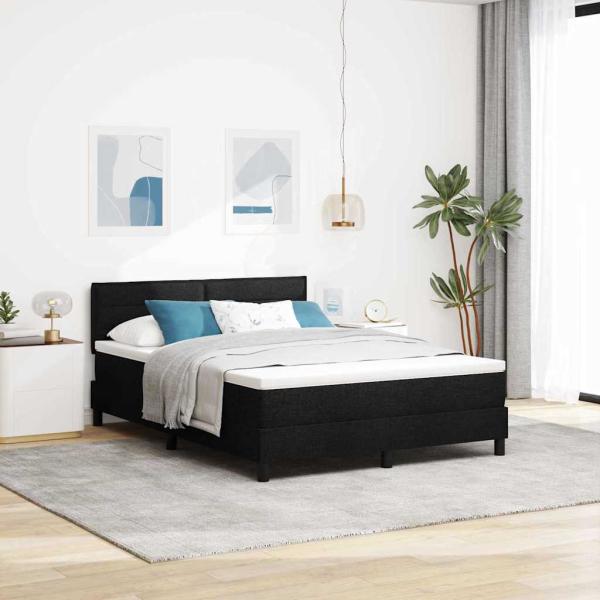 ARDEBO.de - LED Boxspringbett mit Matratze Schwarz 140x200 cm Stoff