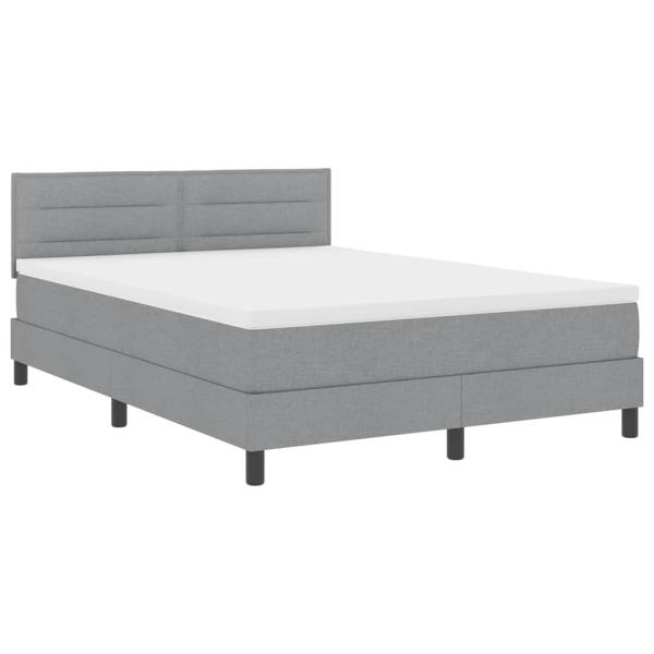 LED Boxspringbett mit Matratze Hellgrau 160x200 cm Stoff