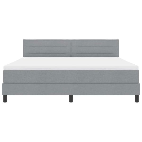 LED Boxspringbett mit Matratze Hellgrau 180x200 cm Stoff