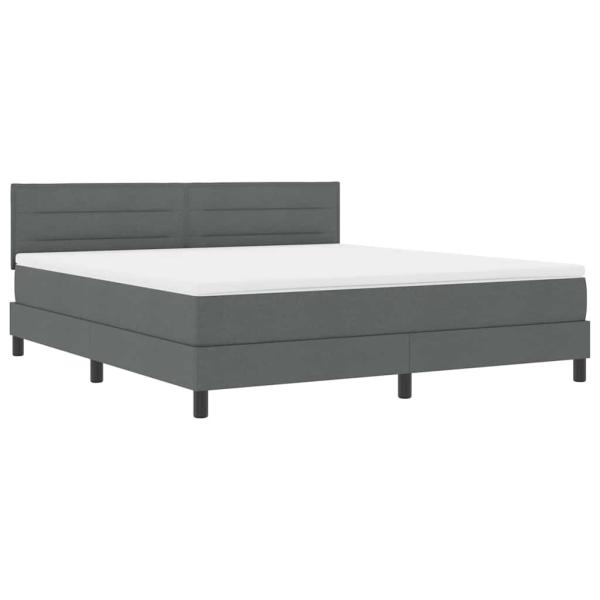 ARDEBO.de - LED Boxspringbett mit Matratze Dunkelgrau 180x200 cm Stoff