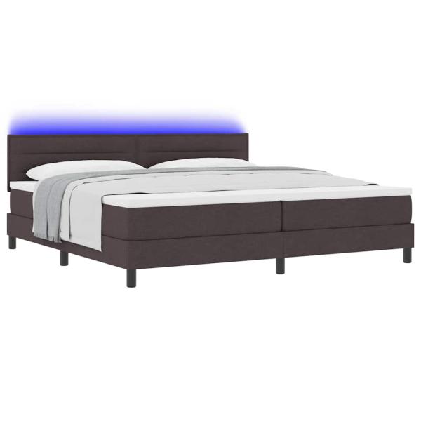 LED Boxspringbett mit Matratze Dunkelbraun 200x200 cm Stoff