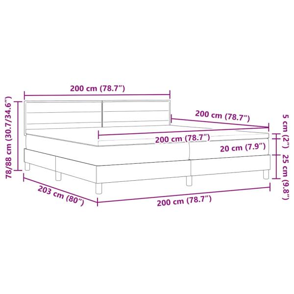 LED Boxspringbett mit Matratze Dunkelbraun 200x200 cm Stoff