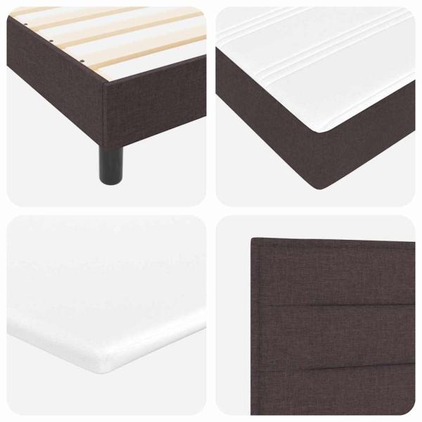 LED Boxspringbett mit Matratze Dunkelbraun 200x200 cm Stoff