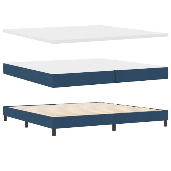 LED Boxspringbett mit Matratze Blau 200x200 cm Stoff