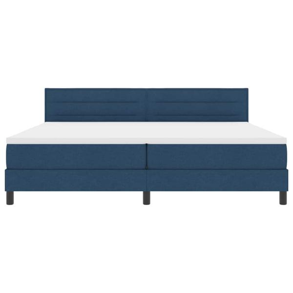 LED Boxspringbett mit Matratze Blau 200x200 cm Stoff