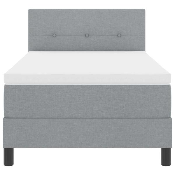 LED Boxspringbett mit Matratze Hellgrau 100x200 cm Stoff