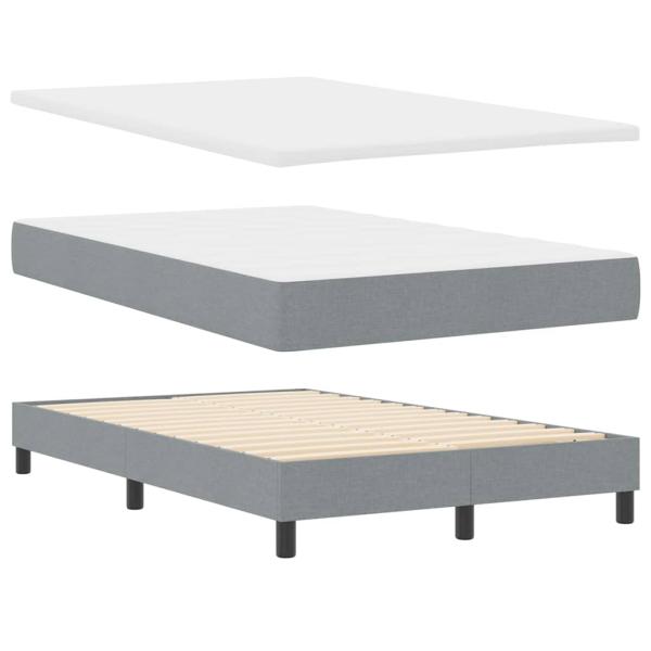 LED Boxspringbett mit Matratze Hellgrau 120x200 cm Stoff