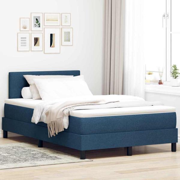 ARDEBO.de - LED Boxspringbett mit Matratze Blau 120x200 cm Stoff