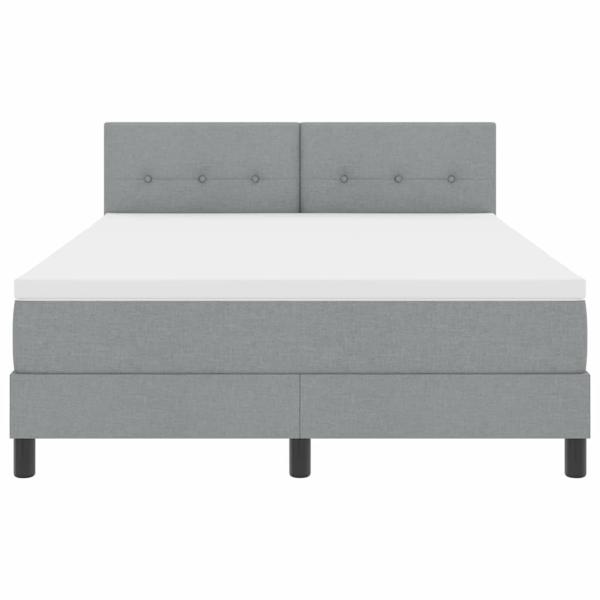 LED Boxspringbett mit Matratze Hellgrau 140x190 cm Stoff