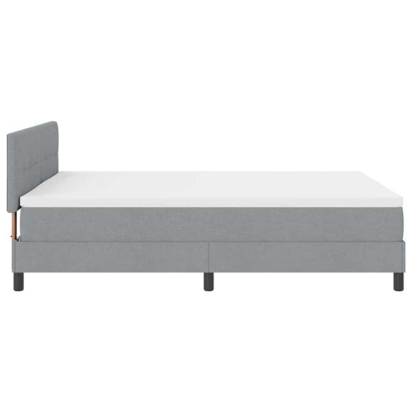 ARDEBO.de - LED Boxspringbett mit Matratze Hellgrau 140x200 cm Stoff