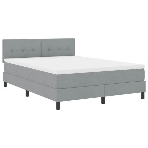 LED Boxspringbett mit Matratze Hellgrau 140x200 cm Stoff