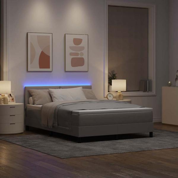 LED Boxspringbett mit Matratze Taupe 140x200 cm Stoff