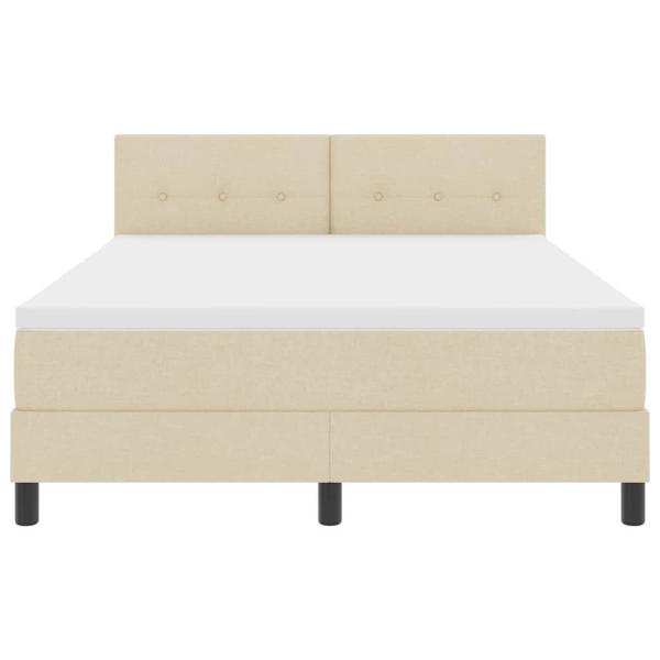 ARDEBO.de - LED Boxspringbett mit Matratze Creme 140x200 cm Stoff