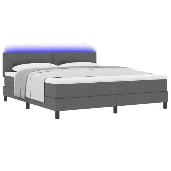 LED Boxspringbett mit Matratze Dunkelgrau 180x200 cm Stoff