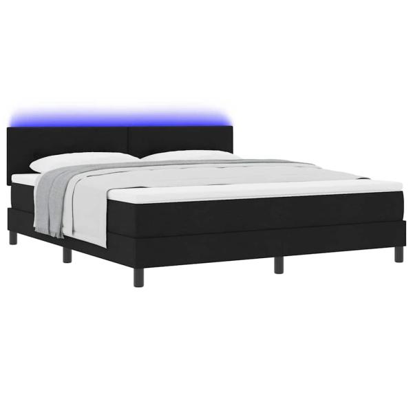 LED Boxspringbett mit Matratze Schwarz 180x200 cm Stoff