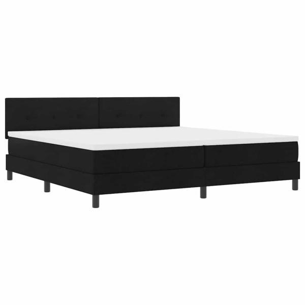LED Boxspringbett mit Matratze Schwarz 200x200 cm Stoff
