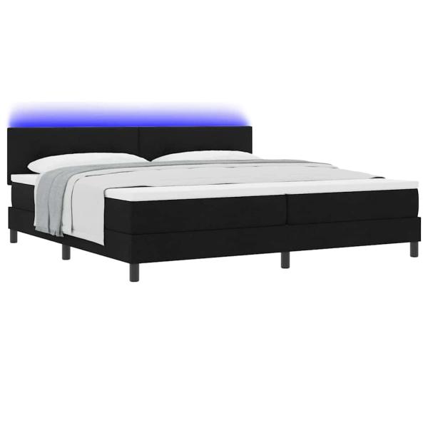 LED Boxspringbett mit Matratze Schwarz 200x200 cm Stoff