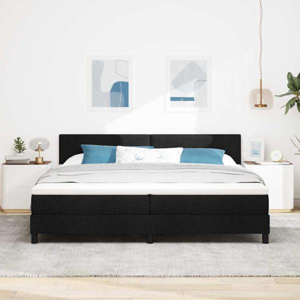 LED Boxspringbett mit Matratze Schwarz 200x200 cm Stoff