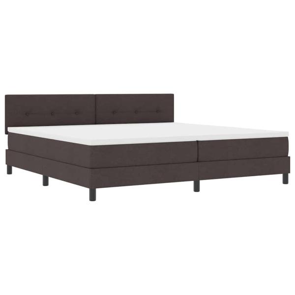 LED Boxspringbett mit Matratze Dunkelbraun 200x200 cm Stoff
