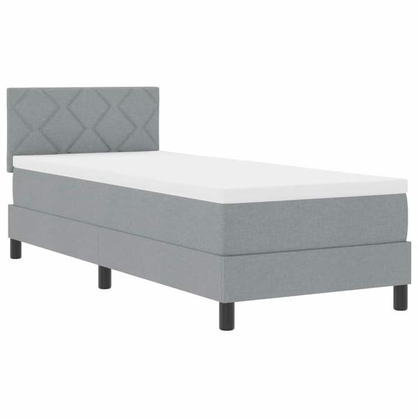 ARDEBO.de - LED Boxspringbett mit Matratze Hellgrau 80x200 cm Stoff