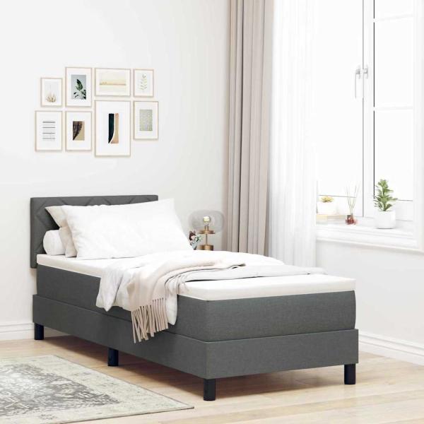 ARDEBO.de - LED Boxspringbett mit Matratze Dunkelgrau 80x200 cm Stoff