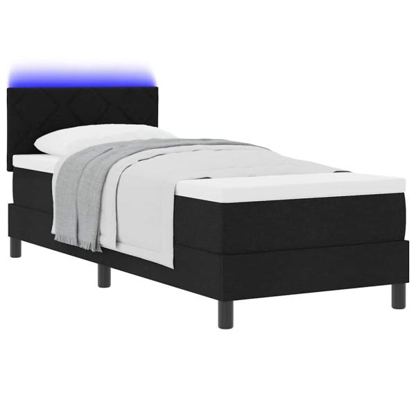LED Boxspringbett mit Matratze Schwarz 80x200 cm Stoff