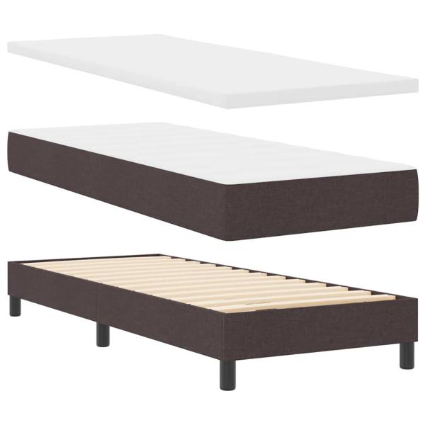 LED Boxspringbett mit Matratze Dunkelbraun 80x200 cm Stoff